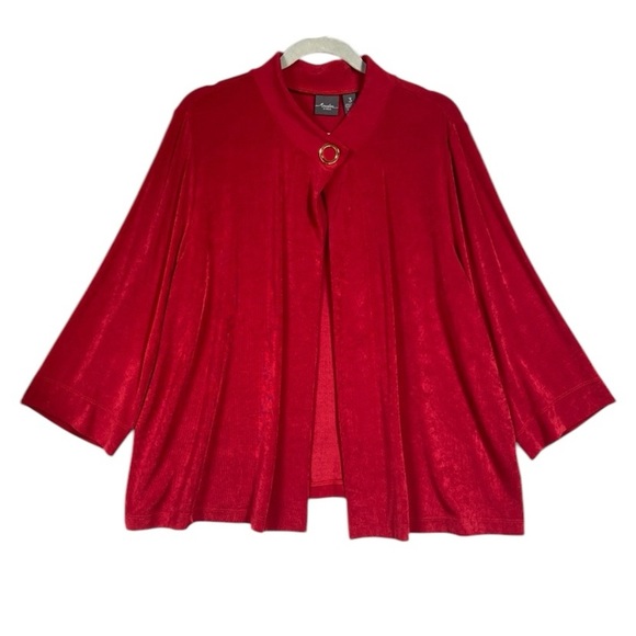 Chicos Travelers Classic Cropped Jacket Slinky Knit One Button Cardigan Sz 3 XL - Picture 1 of 7